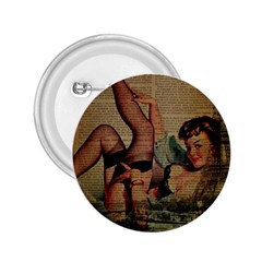 Vintage Newspaper Print Sexy Hot Pin Up Girl Paris Eiffel Tower 2 25  Button by chicelegantboutique