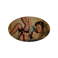 Vintage Newspaper Print Sexy Hot Pin Up Girl Paris Eiffel Tower Sticker 10 Pack (oval) by chicelegantboutique