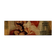 Vintage Newspaper Print Sexy Hot Gil Elvgren Pin Up Girl Paris Eiffel Tower Bumper Sticker by chicelegantboutique