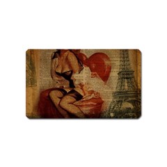 Vintage Newspaper Print Sexy Hot Gil Elvgren Pin Up Girl Paris Eiffel Tower Magnet (name Card) by chicelegantboutique