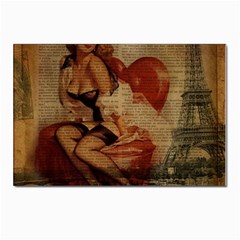 Vintage Newspaper Print Sexy Hot Gil Elvgren Pin Up Girl Paris Eiffel Tower Postcard 4 x 6  (10 Pack) by chicelegantboutique