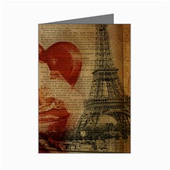Vintage Newspaper Print Sexy Hot Gil Elvgren Pin Up Girl Paris Eiffel Tower Mini Greeting Card (8 Pack) by chicelegantboutique