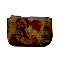 Vintage Newspaper Print Sexy Hot Gil Elvgren Pin Up Girl Paris Eiffel Tower Coin Change Purse by chicelegantboutique