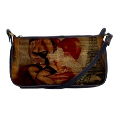 Vintage Newspaper Print Sexy Hot Gil Elvgren Pin Up Girl Paris Eiffel Tower Evening Bag by chicelegantboutique