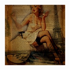 Vintage Newspaper Print Sexy Hot Gil Elvgren Pin Up Girl Paris Eiffel Tower Glasses Cloth (medium) by chicelegantboutique