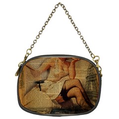 Vintage Newspaper Print Sexy Hot Gil Elvgren Pin Up Girl Paris Eiffel Tower Chain Purse (two Sided)  by chicelegantboutique