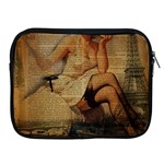 Vintage Newspaper Print Sexy Hot Gil Elvgren Pin Up Girl Paris Eiffel Tower Apple iPad 2/3/4 Zipper Case Front