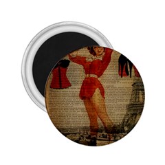 Vintage Newspaper Print Sexy Hot Gil Elvgren Pin Up Girl Paris Eiffel Tower Western Country Naughty  2 25  Button Magnet by chicelegantboutique