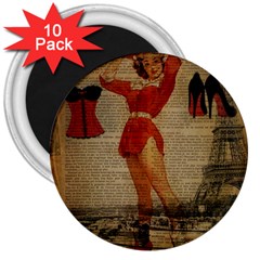 Vintage Newspaper Print Sexy Hot Gil Elvgren Pin Up Girl Paris Eiffel Tower Western Country Naughty  3  Button Magnet (10 pack)