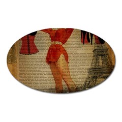 Vintage Newspaper Print Sexy Hot Gil Elvgren Pin Up Girl Paris Eiffel Tower Western Country Naughty  Magnet (Oval)