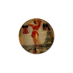 Vintage Newspaper Print Sexy Hot Gil Elvgren Pin Up Girl Paris Eiffel Tower Western Country Naughty  Golf Ball Marker by chicelegantboutique