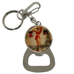 Vintage Newspaper Print Sexy Hot Gil Elvgren Pin Up Girl Paris Eiffel Tower Western Country Naughty  Bottle Opener Key Chain