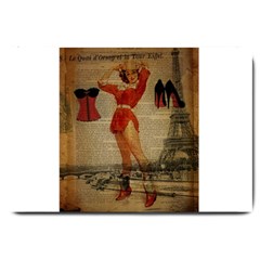 Vintage Newspaper Print Sexy Hot Gil Elvgren Pin Up Girl Paris Eiffel Tower Western Country Naughty  Large Door Mat by chicelegantboutique