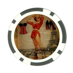 Vintage Newspaper Print Sexy Hot Gil Elvgren Pin Up Girl Paris Eiffel Tower Western Country Naughty  Poker Chip by chicelegantboutique