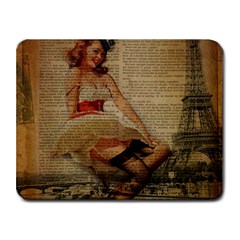 Cute Sweet Sailor Dress Vintage Newspaper Print Sexy Hot Gil Elvgren Pin Up Girl Paris Eiffel Tower Small Mouse Pad (rectangle) by chicelegantboutique