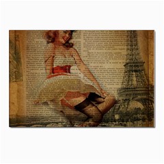 Cute Sweet Sailor Dress Vintage Newspaper Print Sexy Hot Gil Elvgren Pin Up Girl Paris Eiffel Tower Postcard 4 x 6  (10 Pack) by chicelegantboutique