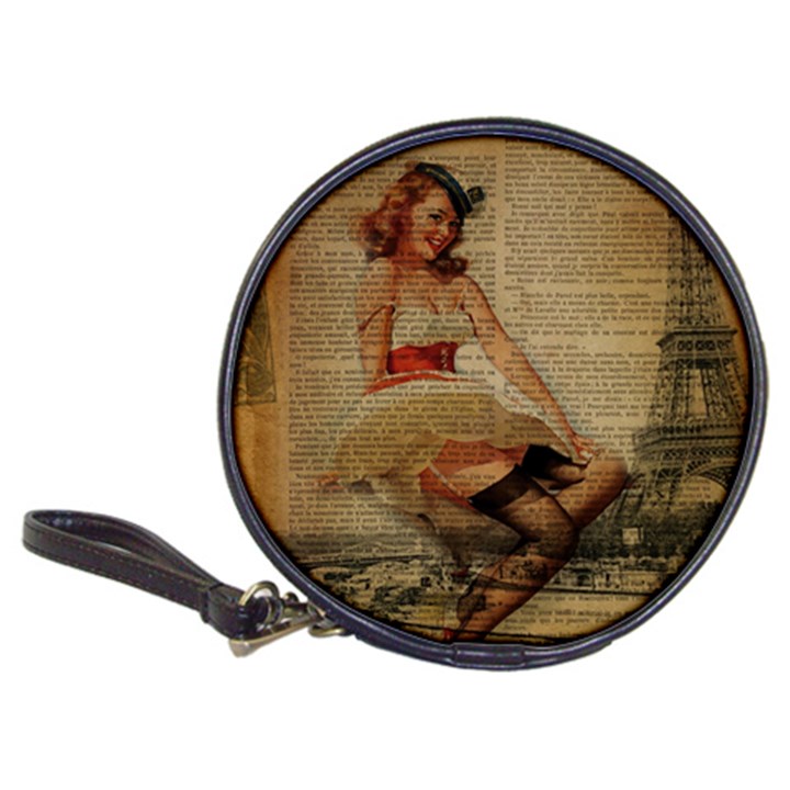 Cute Sweet Sailor Dress Vintage Newspaper Print Sexy Hot Gil Elvgren Pin Up Girl Paris Eiffel Tower CD Wallet