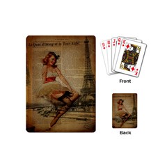 Cute Sweet Sailor Dress Vintage Newspaper Print Sexy Hot Gil Elvgren Pin Up Girl Paris Eiffel Tower Playing Cards (mini)