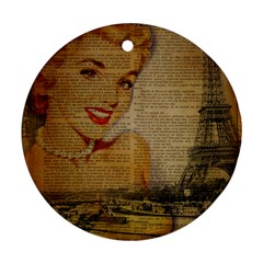 Yellow Dress Blonde Beauty   Round Ornament (two Sides) by chicelegantboutique