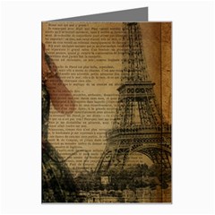 Retro Telephone Lady Vintage Newspaper Print Pin Up Girl Paris Eiffel Tower Greeting Card