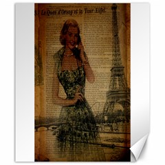 Retro Telephone Lady Vintage Newspaper Print Pin Up Girl Paris Eiffel Tower Canvas 20  X 24  (unframed)