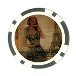 Retro Telephone Lady Vintage Newspaper Print Pin Up Girl Paris Eiffel Tower Poker Chip 10 Pack Back