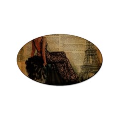 Elegant Evening Gown Lady Vintage Newspaper Print Pin Up Girl Paris Eiffel Tower Sticker 100 Pack (oval) by chicelegantboutique
