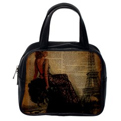 Elegant Evening Gown Lady Vintage Newspaper Print Pin Up Girl Paris Eiffel Tower Classic Handbag (one Side) by chicelegantboutique