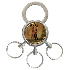 Vintage Paris Eiffel Tower Elegant Dancing Waltz Dance Couple  3-ring Key Chain by chicelegantboutique