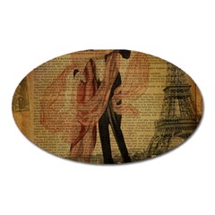 Vintage Paris Eiffel Tower Elegant Dancing Waltz Dance Couple  Magnet (oval)