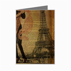 Vintage Paris Eiffel Tower Elegant Dancing Waltz Dance Couple  Mini Greeting Card