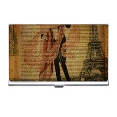 Vintage Paris Eiffel Tower Elegant Dancing Waltz Dance Couple  Business Card Holder by chicelegantboutique