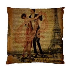 Vintage Paris Eiffel Tower Elegant Dancing Waltz Dance Couple  Cushion Case (single Sided) 