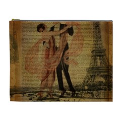 Vintage Paris Eiffel Tower Elegant Dancing Waltz Dance Couple  Cosmetic Bag (xl) by chicelegantboutique