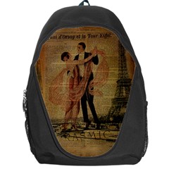 Vintage Paris Eiffel Tower Elegant Dancing Waltz Dance Couple  Backpack Bag by chicelegantboutique