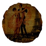 Vintage Paris Eiffel Tower Elegant Dancing Waltz Dance Couple  18  Premium Round Cushion  Front