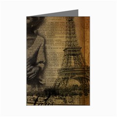 Romantic Kissing Couple Love Vintage Paris Eiffel Tower Mini Greeting Card