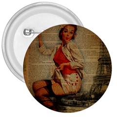  Vintage Newspaper Print Pin Up Girl Paris Eiffel Tower Funny Vintage Retro Nurse  3  Button by chicelegantboutique