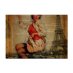  Vintage Newspaper Print Pin Up Girl Paris Eiffel Tower Funny Vintage Retro Nurse  A4 Sticker 100 Pack