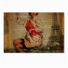  Vintage Newspaper Print Pin Up Girl Paris Eiffel Tower Funny Vintage Retro Nurse  Postcard 4 x 6  (10 Pack) by chicelegantboutique