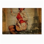  Vintage Newspaper Print Pin Up Girl Paris Eiffel Tower Funny Vintage Retro Nurse  Postcards 5  x 7  (10 Pack) Front