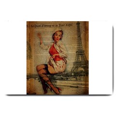  Vintage Newspaper Print Pin Up Girl Paris Eiffel Tower Funny Vintage Retro Nurse  Large Door Mat by chicelegantboutique