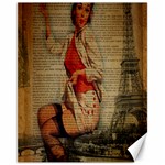  Vintage Newspaper Print Pin Up Girl Paris Eiffel Tower Funny Vintage Retro Nurse  Canvas 11  x 14  (Unframed) 10.95 x13.48  Canvas - 1