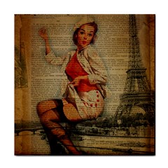  Vintage Newspaper Print Pin Up Girl Paris Eiffel Tower Funny Vintage Retro Nurse  Face Towel by chicelegantboutique