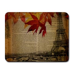 Elegant Fall Autumn Leaves Vintage Paris Eiffel Tower Landscape Small Mouse Pad (rectangle) by chicelegantboutique