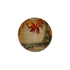 Elegant Fall Autumn Leaves Vintage Paris Eiffel Tower Landscape Golf Ball Marker by chicelegantboutique