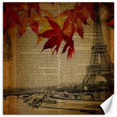 Elegant Fall Autumn Leaves Vintage Paris Eiffel Tower Landscape Canvas 12  X 12  (unframed)