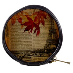 Elegant Fall Autumn Leaves Vintage Paris Eiffel Tower Landscape Mini Makeup Case