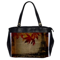 Elegant Fall Autumn Leaves Vintage Paris Eiffel Tower Landscape Oversize Office Handbag (one Side) by chicelegantboutique