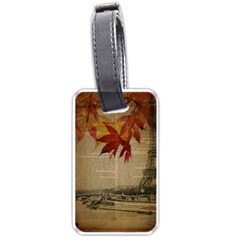 Elegant Fall Autumn Leaves Vintage Paris Eiffel Tower Landscape Luggage Tag (one Side) by chicelegantboutique